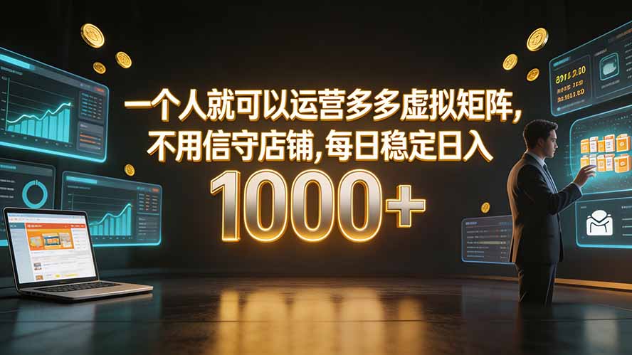 一个人就可以运营多多虚拟矩阵，不用值守店铺，每日稳定日入 1000+-智享云联