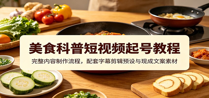 美食科普短视频起号教程:完整内容制作流程,配套字幕剪辑预设与现成文案素材-智享云联