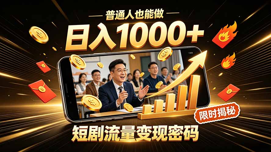 一部手机做短剧分发,不用真人出镜、不用拍摄剧本,快手流量变现日赚千元-智享云联