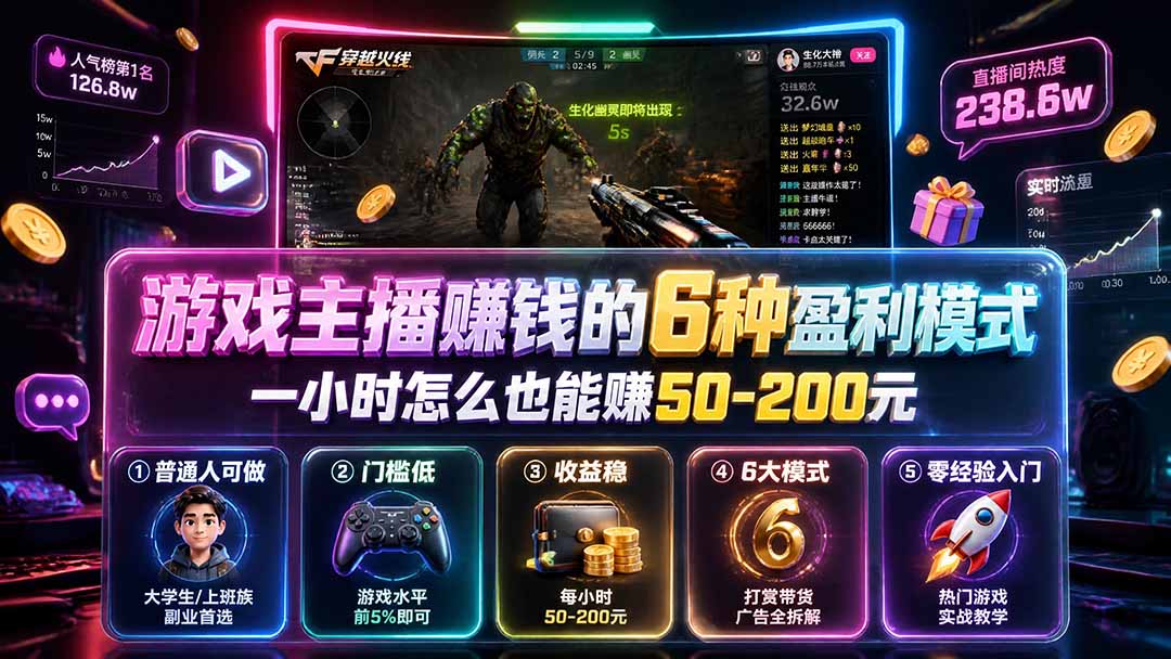 付费文章：游戏主播赚钱的6种盈利模式，一小时怎么也能赚50-200元-智享云联