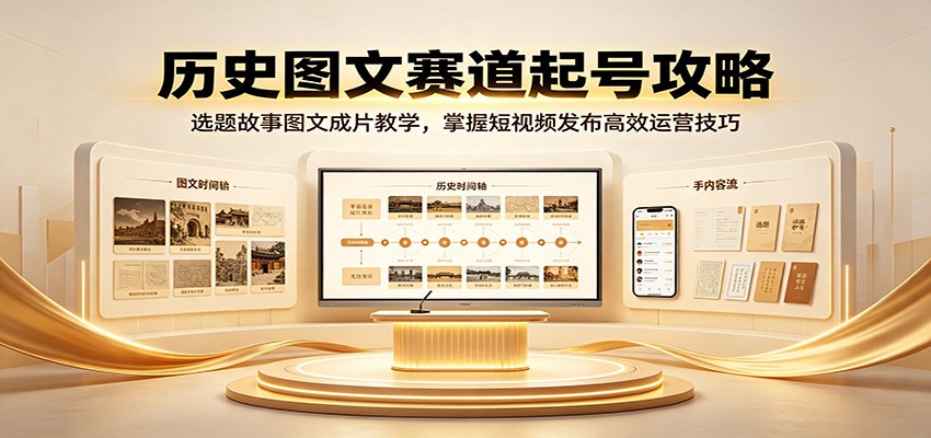历史图文赛道起号攻略：选题故事图文成片教学，掌握短视频发布高效运营技巧-智享云联