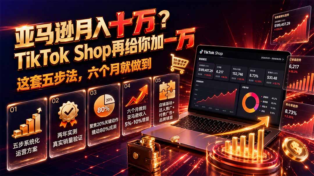 亚马逊月入十万？TikTok Shop再给你加一万——这套五步法，六个月就做到【原创双语字幕】-智享云联