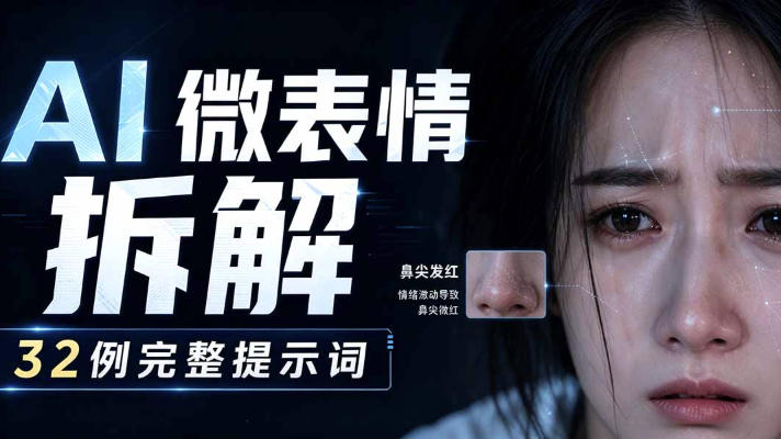 AI微表情拆解提示词合集,精准调控AI角色表情,可直接复用,0基础也能调出影视级表情变化-智享云联
