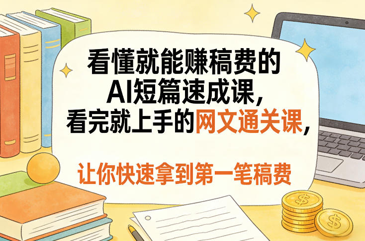 看懂就能賺稿费的AI短篇速成课，看完就上手的网文通关课，让你快速拿到第一笔稿费(更新8月)-智享云联