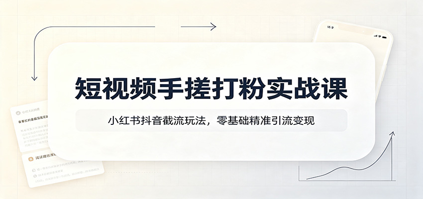 短视频手搓打粉实战课:小红书抖音截流玩法,零基础精准引流变现-智享云联