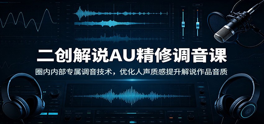 二创解说AU精修调音课：圈内内部专属调音技术，优化人声质感提升解说作品音质-智享云联