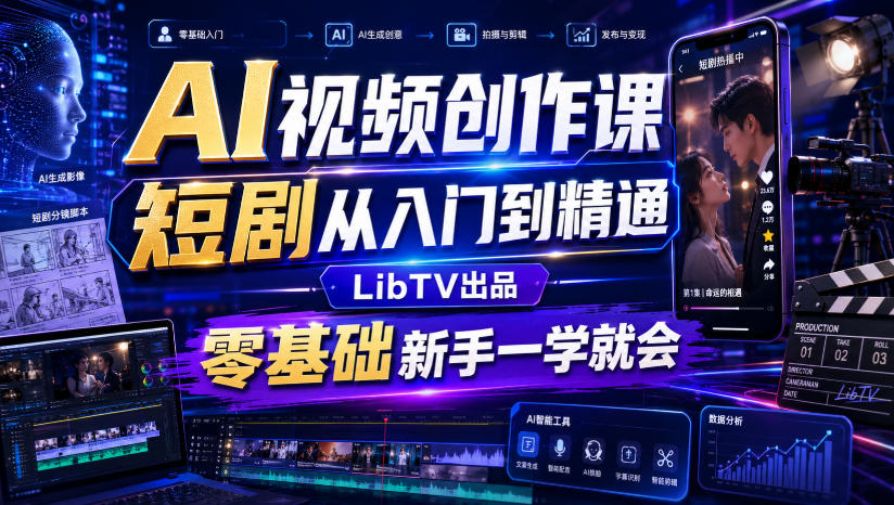 AI视频创作课，短剧从入门到精通，LibTV出品，零基础新手一学就会-智享云联