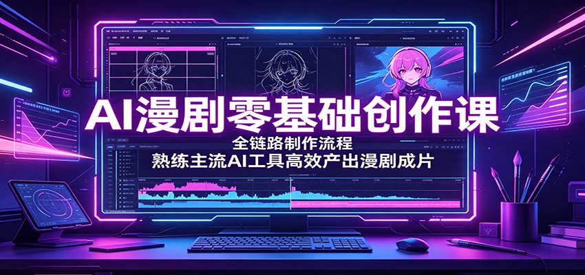 AI漫剧零基础创作课：全链路制作流程，熟练主流AI工具高效产出漫剧成片-智享云联