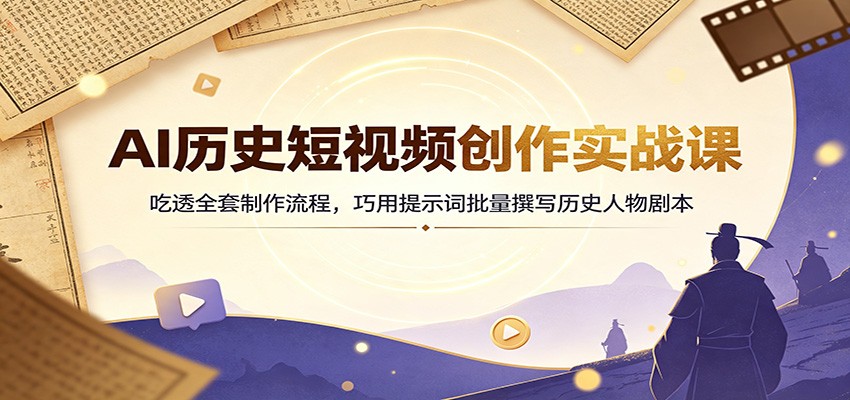AI历史短视频创作实战课:吃透全套制作流程,巧用提示词批量撰写历史人物剧本-智享云联