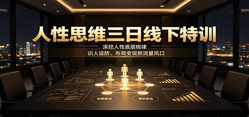 人性思维三日线下特训:深挖人性底层规律,识人设防、布局变现抓流量风口-智享云联