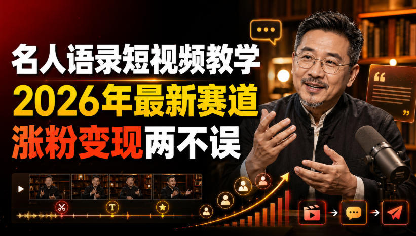 名人语录短视频教学,2026年最新赛道,涨粉变现两不误-智享云联
