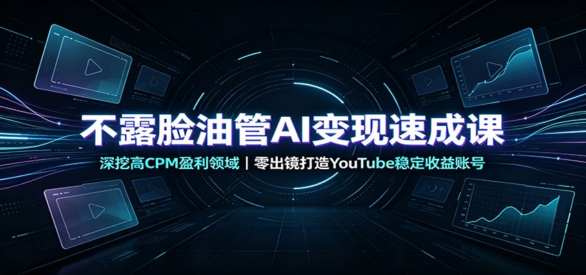 不露脸油管AI变现速成课：深挖高CPM盈利领域，零出镜打造YouTube稳定收益账号-智享云联
