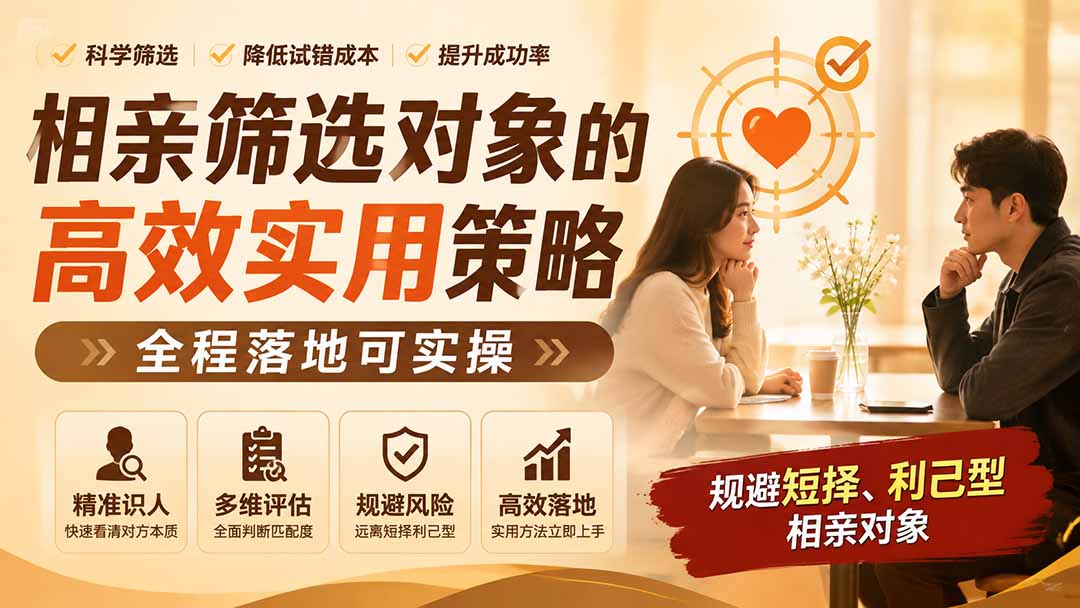 付费文章:相亲筛选对象的高效实用策略,全程落地可实操,规避短择、利己型相亲对象-智享云联