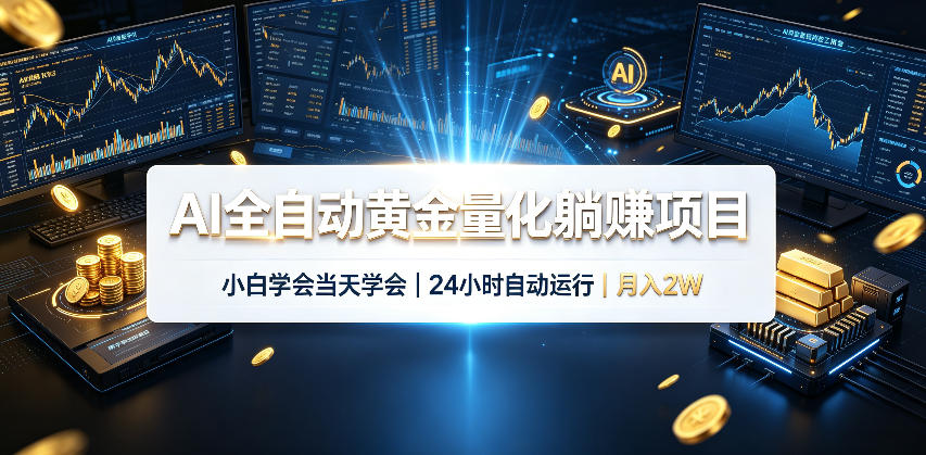 AI全自动黄金量化躺賺项目，24小时自动运行，月入2W！-智享云联
