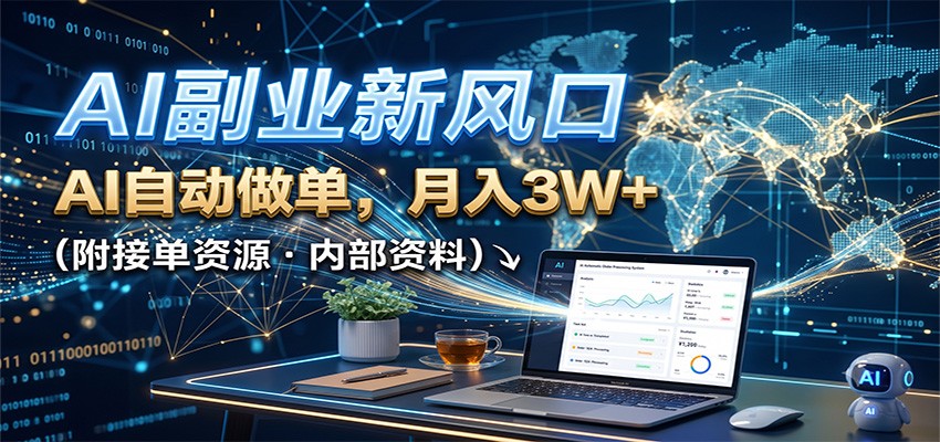 AI副业新风口，AI自动做单，月入3W+，附接单资源-智享云联