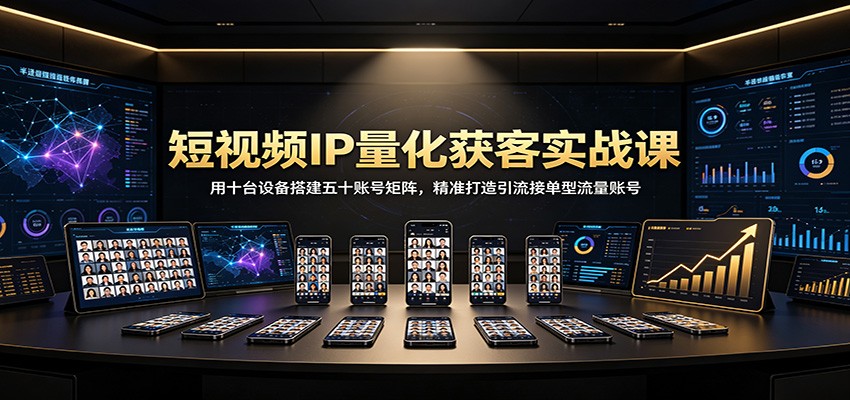 短视频IP量化获客实战课：用十台设备搭建五十账号矩阵，精准打造引流接单型流量账号-智享云联