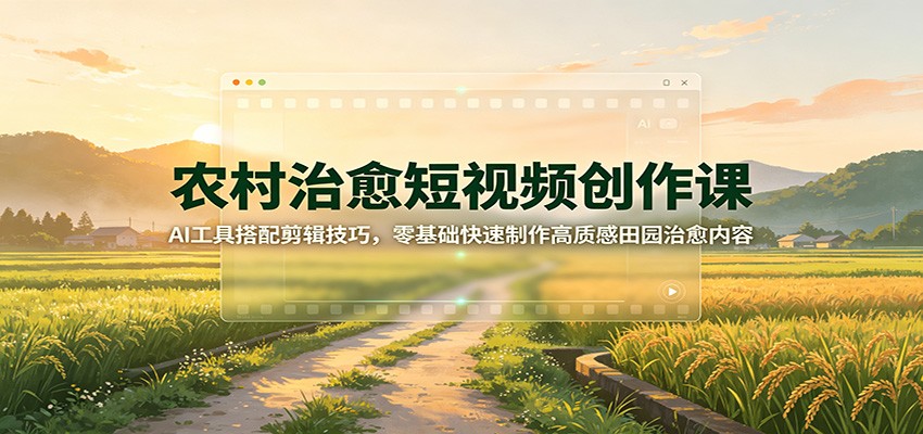 农村治愈短视频创作课：AI工具搭配剪辑技巧，零基础快速制作高质感田园治愈内容-智享云联
