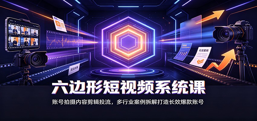 六边形短视频系统课：账号拍摄内容剪辑投流，多行业案例拆解打造长效爆款账号-智享云联