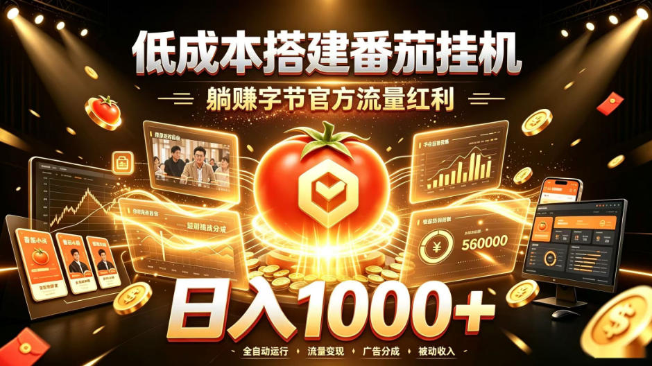 低成本搭建番茄挂G,躺賺字节官方流量红利,日入1k+,全程傻瓜式落地【揭秘】-智享云联