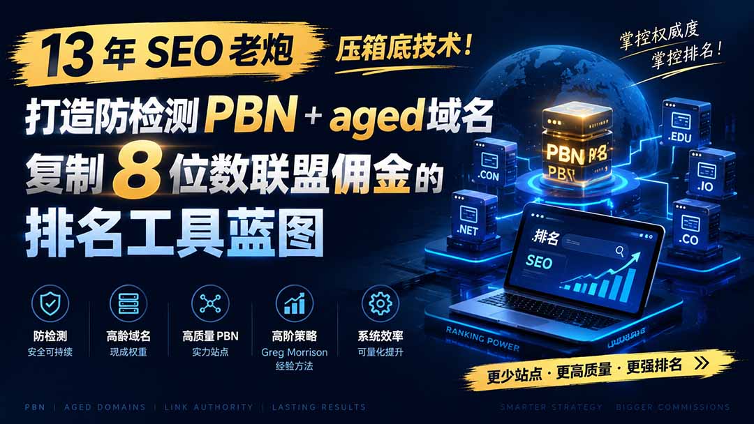 13 年 SEO 老炮压箱底技术！打造防检测 PBN+aged 域名，复制 8 位数联盟佣金的排名工具蓝图【原创双语字幕】-智享云联