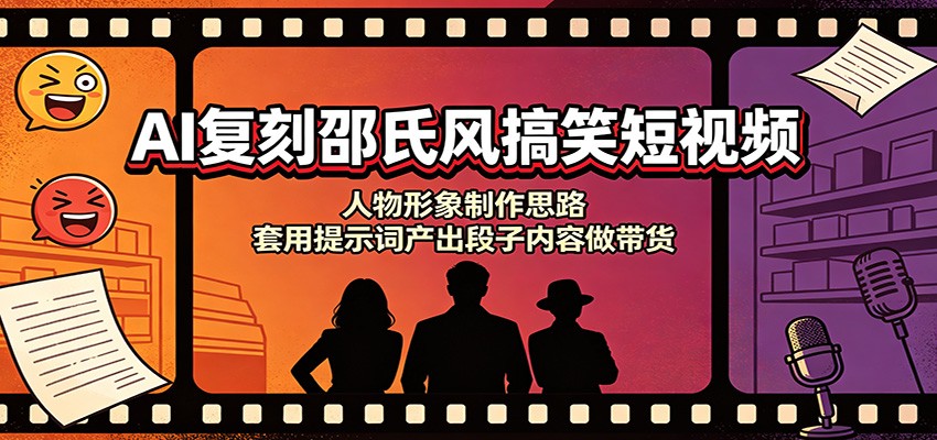 AI复刻邵氏风搞笑短视频:人物形象制作思路,套用提示词产出段子内容做带货-智享云联