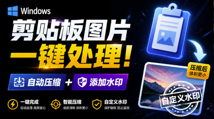 Windows剪贴板复制图片后，体积会暴涨数百倍？剪贴板图片一键自动压缩及添加水印工具-智享云联