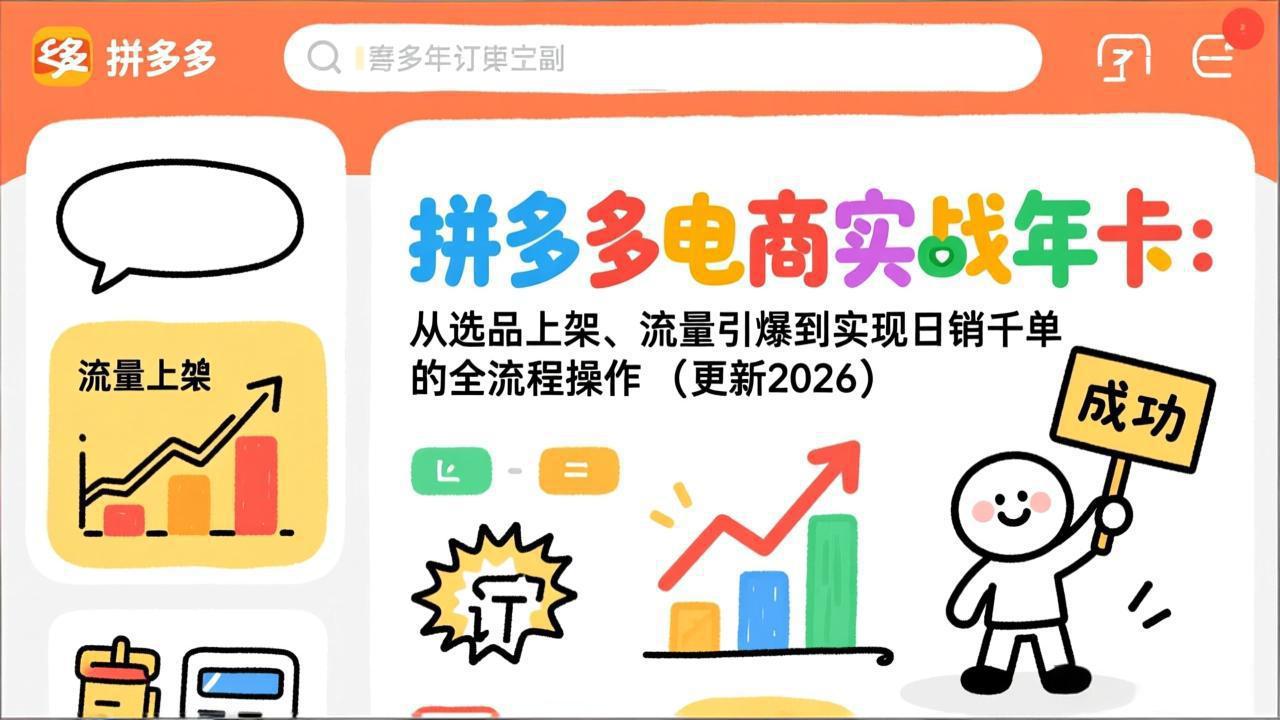 拼多多电商实战年卡：从选品上架、流量引爆到实现日销千单的全流程操作(更新2026年8月-智享云联