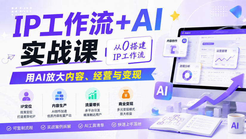IP工作流+AI实战课,从0搭建IP工作流,用AI放大内容、经营与变现-智享云联