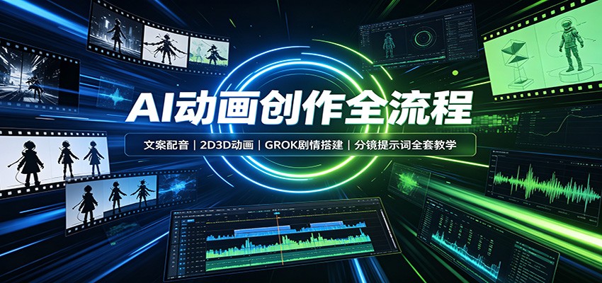 AI动画创作全流程:文案配音,2D3D动画,GROK剧情搭建,分镜提示词全套教学-智享云联