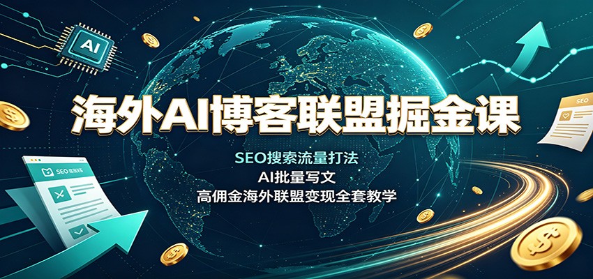海外AI博客联盟掘金课:SEO搜索流量打法,AI批量写文,高佣金海外联盟变现全套教学-智享云联