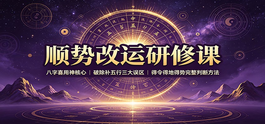 顺势改运研修课:八字喜用神核心,破除补五行三大误区,得令得地得势完整判断方法-智享云联