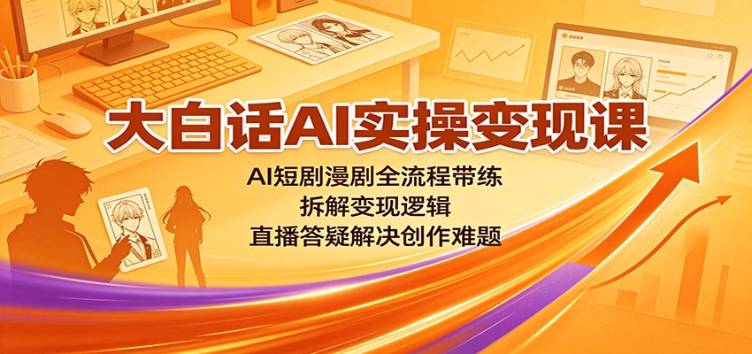大白话AI实操变现课：AI短剧漫剧全流程带练，拆解变现逻辑，直播答疑解决创作难题-智享云联