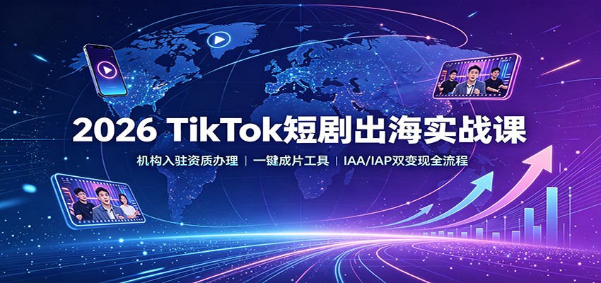 2026 TikTok短剧出海实战课：机构入驻资质办理，一键成片工具，IAA/IAP双变现全流程-智享云联
