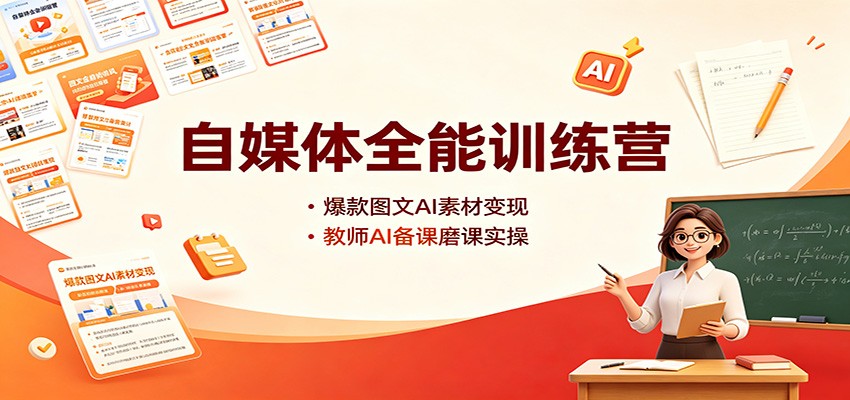 自媒体全能训练营:爆款图文AI素材变现,教师AI备课磨课实操-智享云联