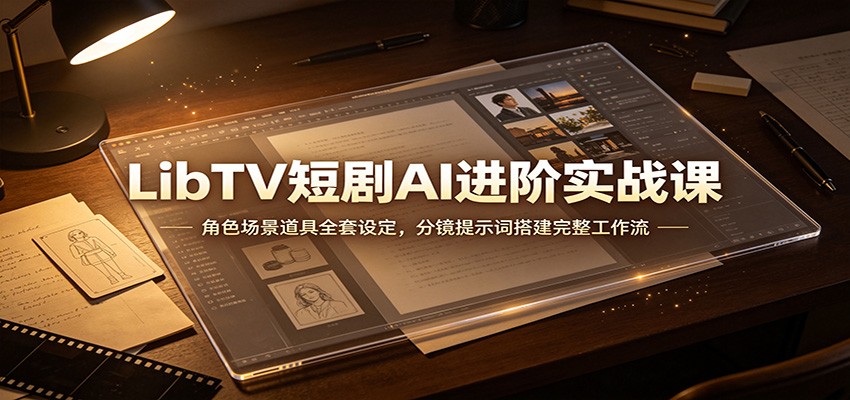LibTV短剧AI进阶实战课：角色场景道具全套设定，分镜提示词搭建完整工作流-智享云联
