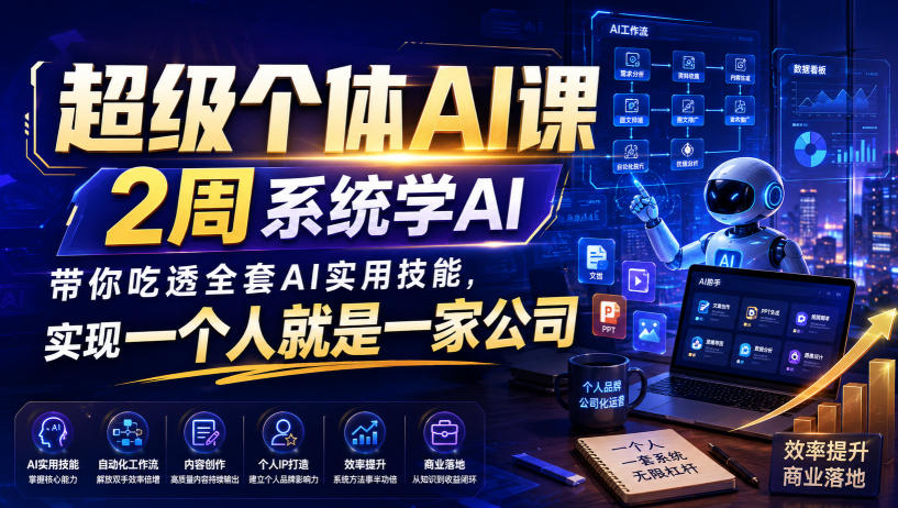 超级个体AI课，2周系统学AI，带你吃透全套AI实用技能，实现一个人就是一家公司(更新0818)-智享云联