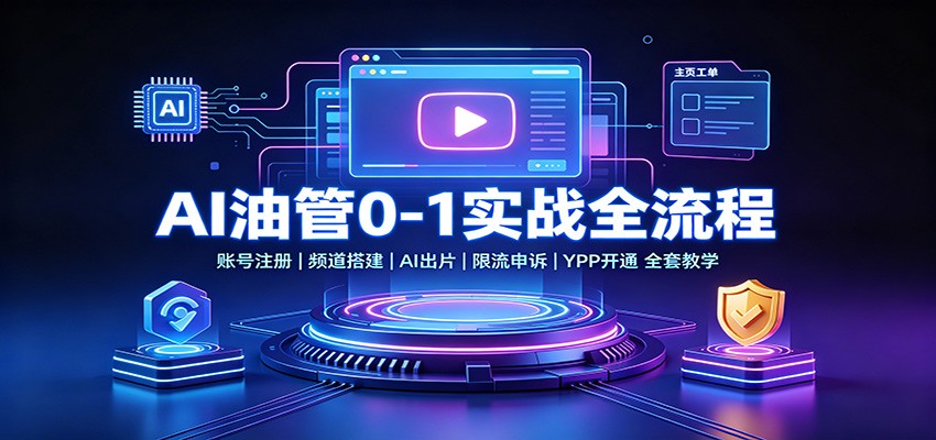 AI油管0-1实战：账号注册频道搭建，AI出片，限流申诉，YPP开通全套教学-智享云联