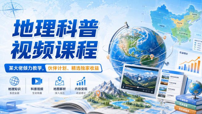 地理科普视频课程，某大佬倾力教学，伙伴计划、精选独家收益-智享云联