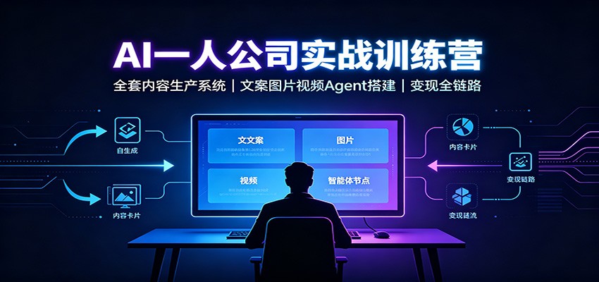AI创作一人公司实战训练营：全套内容生产系统，文案图片视频Agent搭建变现全链路-智享云联