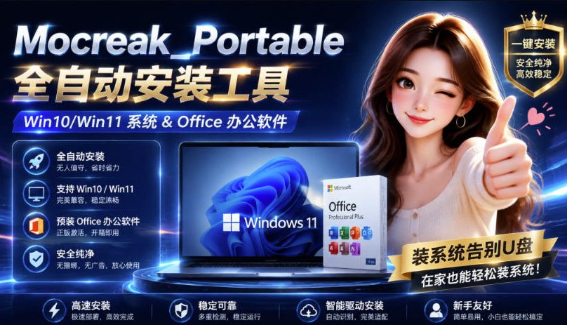 Mocreak全自动安装office和win10、win11系统,告别U盘装系统,使用安全可靠-智享云联