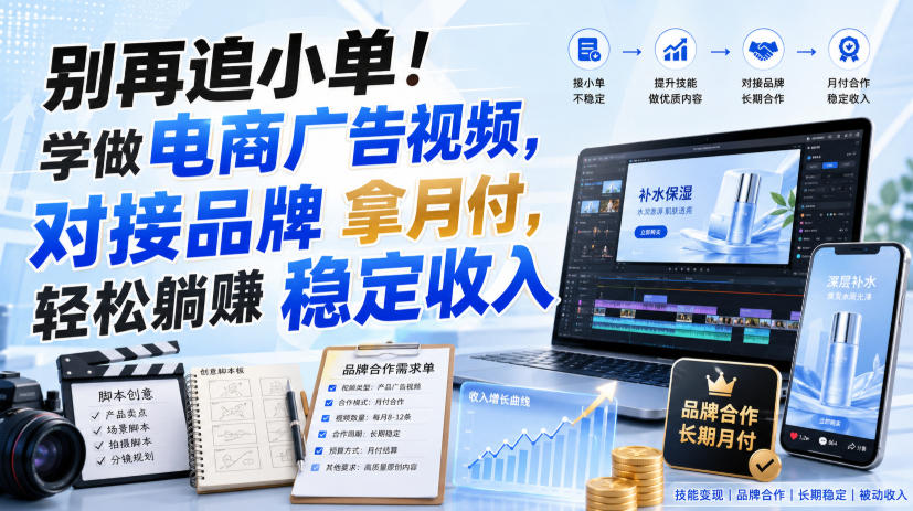别再追小单！学做电商广告视频，对接品牌拿月付，轻松躺賺稳定收入【原创双语字幕】-智享云联