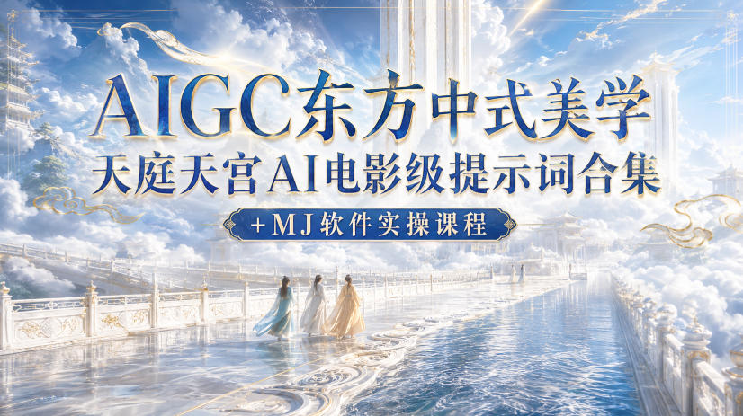 AIGC东方中式美学天庭天宫AI电影级提示词合集+MJ软件实操课程-智享云联