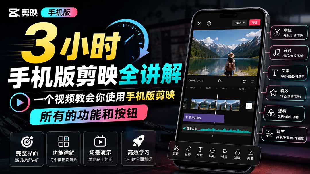 3小时手机版剪映全讲解，一个视频教会你使用手机版剪映，所有的功能和按钮-智享云联