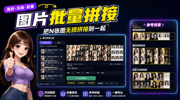 图片批量拼接,把N张图无损拼接到一起,支持横向、竖向、自定义等功能-智享云联