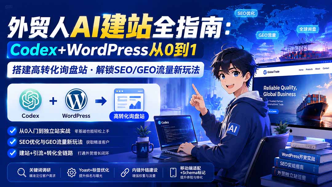 外贸人AI建站全指南:Codex+WordPress从0到1·搭建高转化询盘站·解锁SEO/GEO流量新玩法-更新8月-智享云联