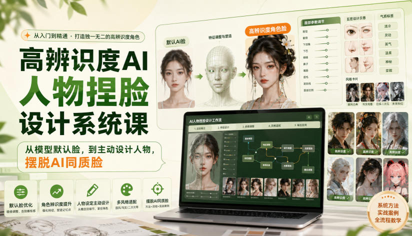 高辨识度AI人物捏脸设计系统课,从模型默认脸,到主动设计人物,摆脱AI同质脸-智享云联