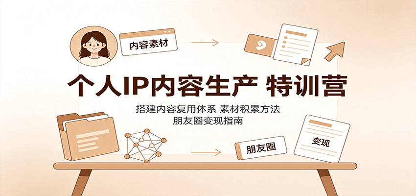 个人IP内容生产特训营:搭建内容复用体系,素材积累方法,朋友圈变现指南-智享云联