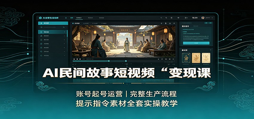 AI民间故事短视频变现课：账号起号运营，完整生产流程，提示指令素材全套实操教学-智享云联