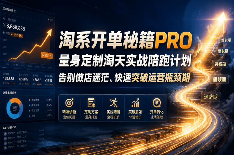 淘系开单秘籍PRO，量身定制淘天实战陪跑计划，告别做店迷茫、快速突破运营瓶颈期(更新260823)-智享云联