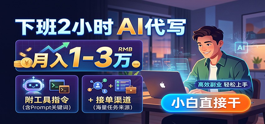 下班2小时AI代写,月入1-3万,附工具指令+接单渠道,小白直接干-智享云联